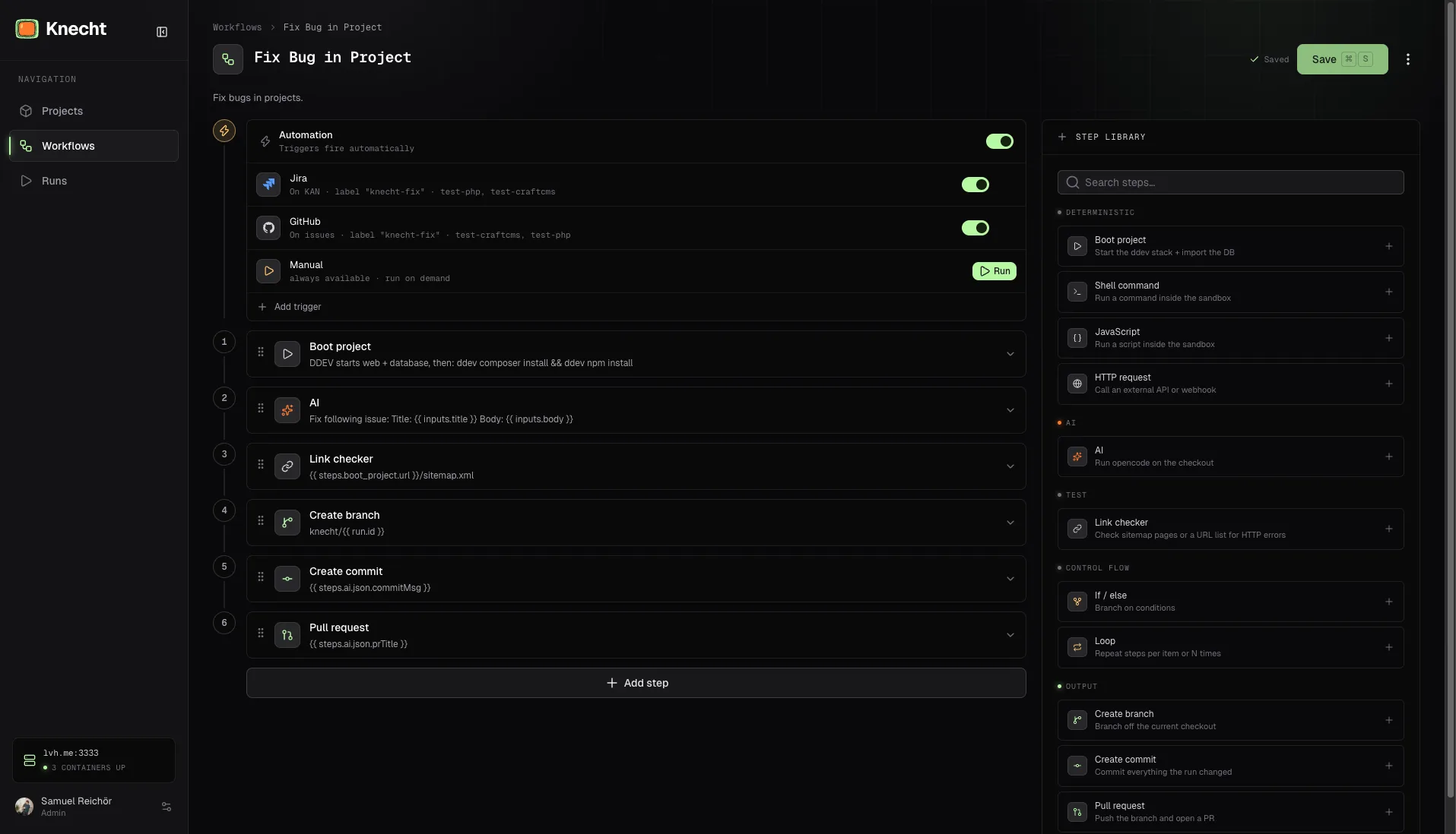 Knecht Workflow Editor preview